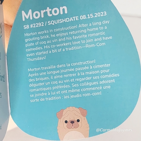 MORTON 🐶 FTM Tan Shar-pei Dog Original Squishmallow ☆》NWT《☆ - Picture 3 of 8